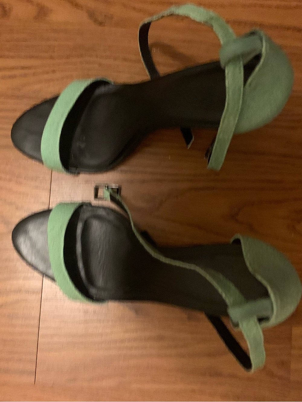 Tibi Green Strappy Block Heel Sandals